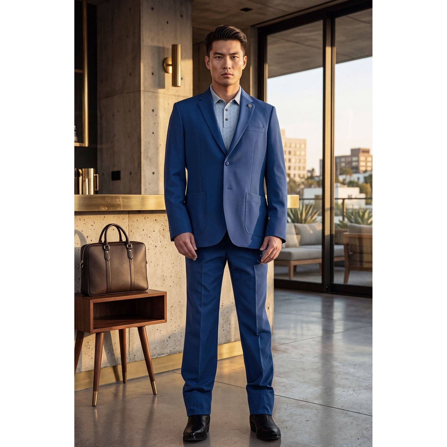 Men's 2-Pieces 2-Button Notch Lapel Suit Set 6SU08