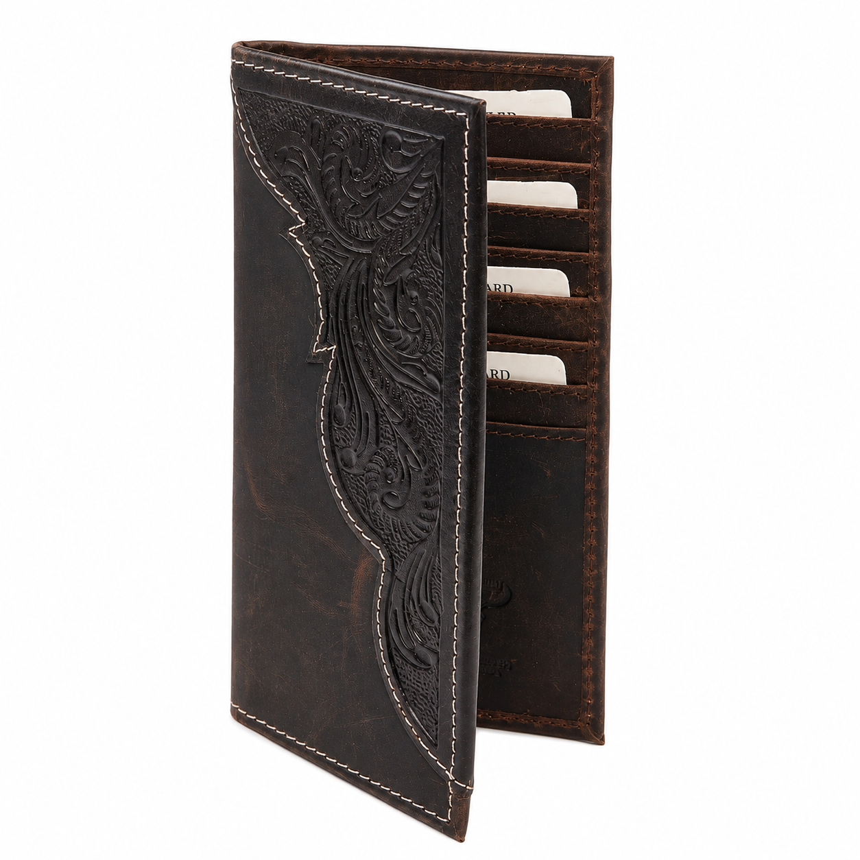 Oil Pull Up Tooled Leather Accent Rodeo Wallet ABW027