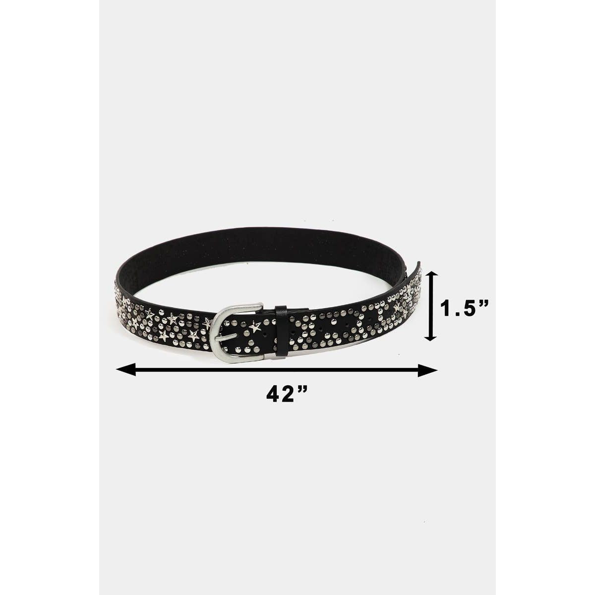Metallic Stars And Stud Vegan Leather Belt