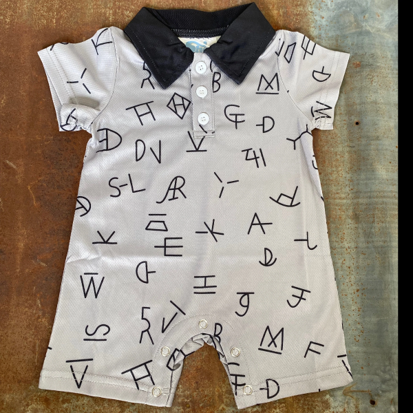 Grey Brand Print Romper