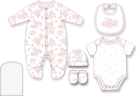 Infant Girls 5 Piece Multipack Set-Soft Coral  Floral