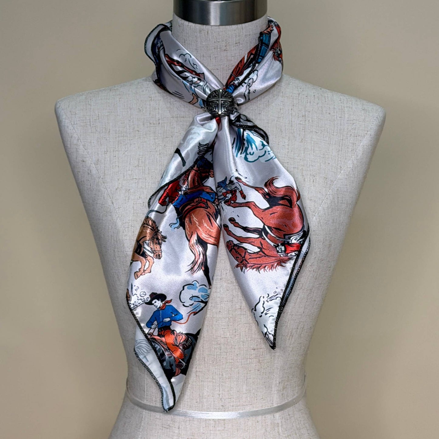 AVS-7052 WESTERN VINTAGE PRINT SILK WILD RAG 28X28