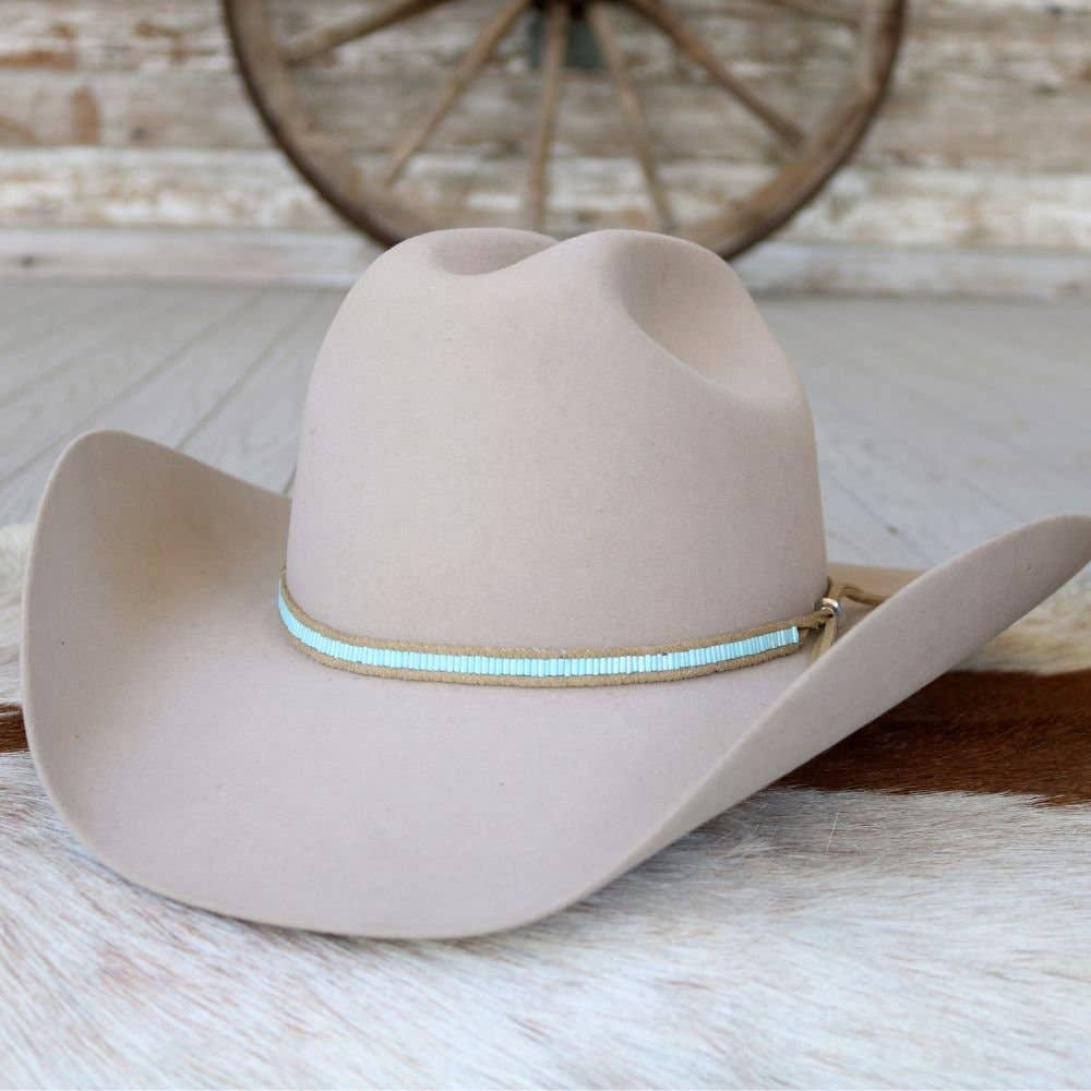 Lane Stitch Pale Blue Beaded Hat Band