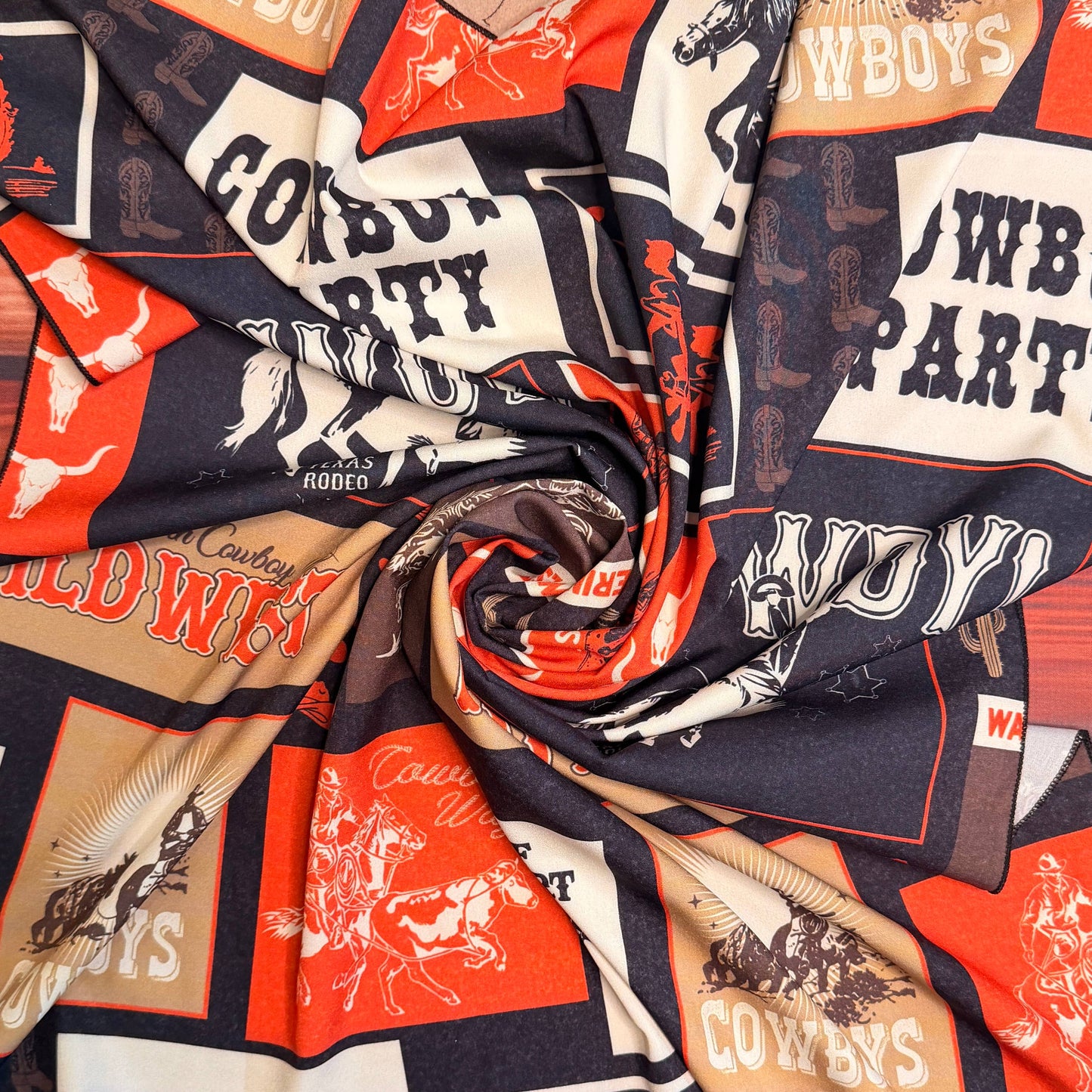 AV3008 WESTERN COWBOY PRINT WILD RAG 28x28