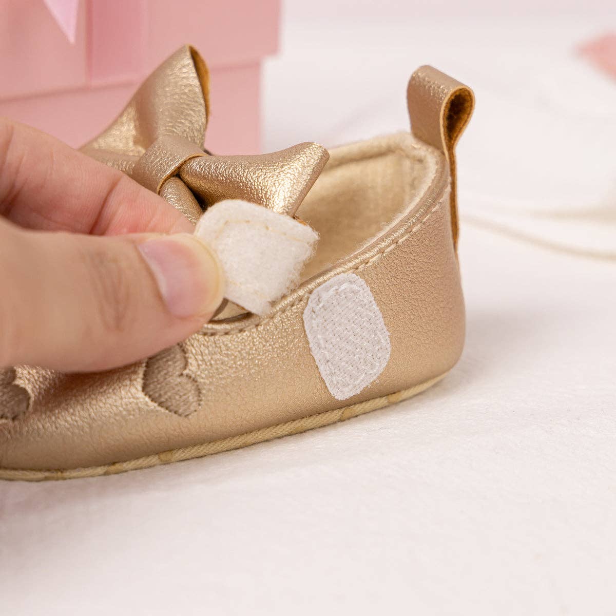 Metallic Gold infant shoes with velcro