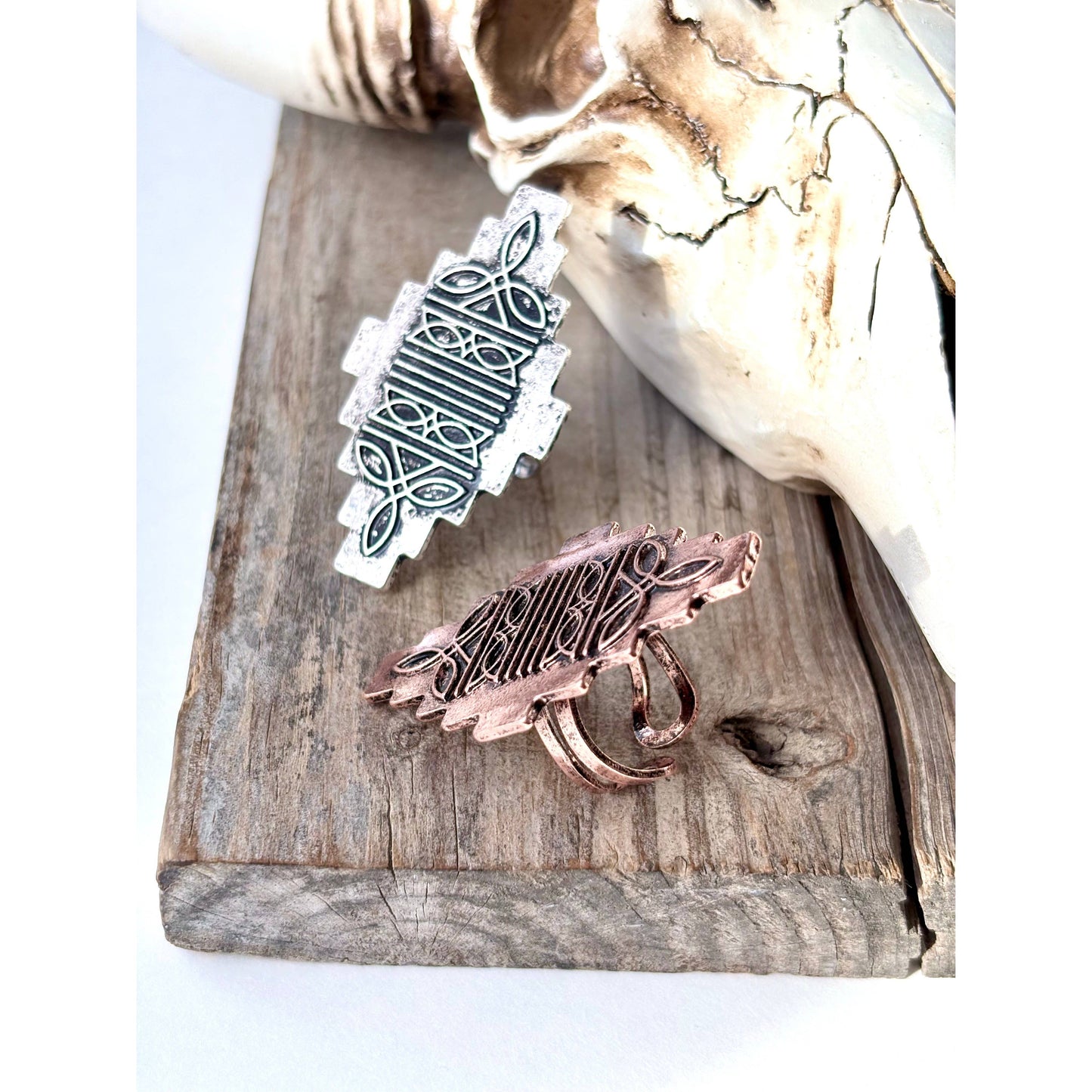 Western Style Aztec Pendant Statement Cuff Ring