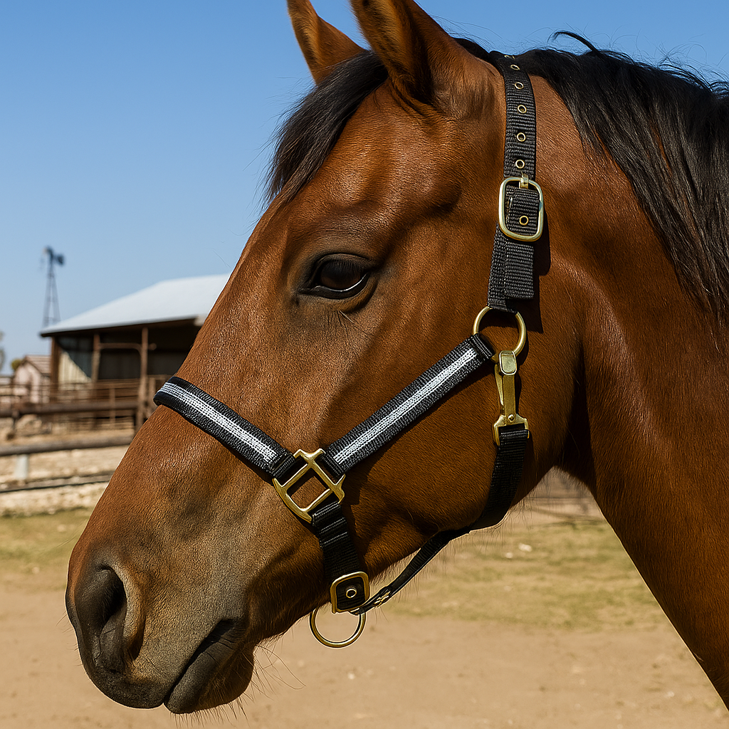 Black Bling Nylon Horse Halter BNHBLK