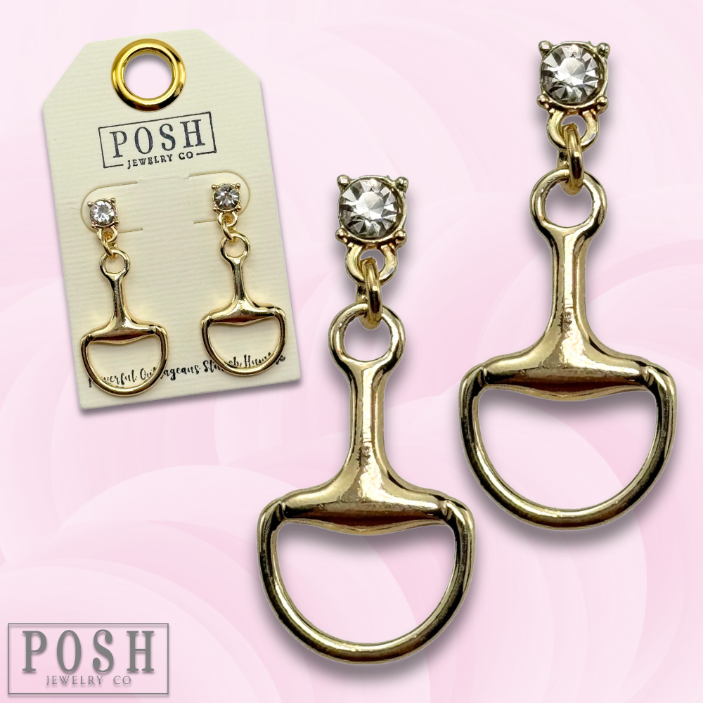 Equestrian charm rhinestone earring