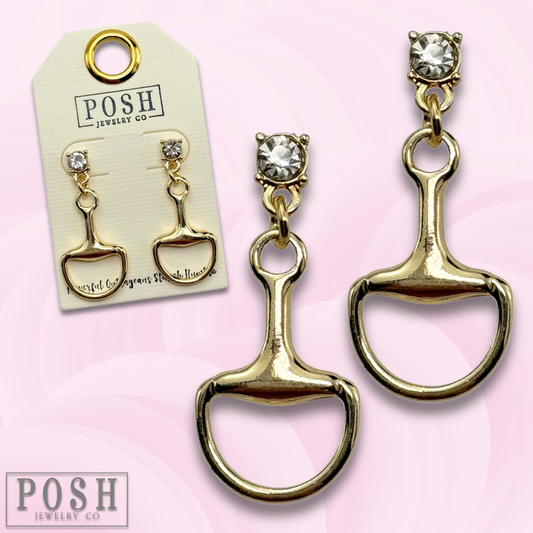 Equestrian charm rhinestone earring