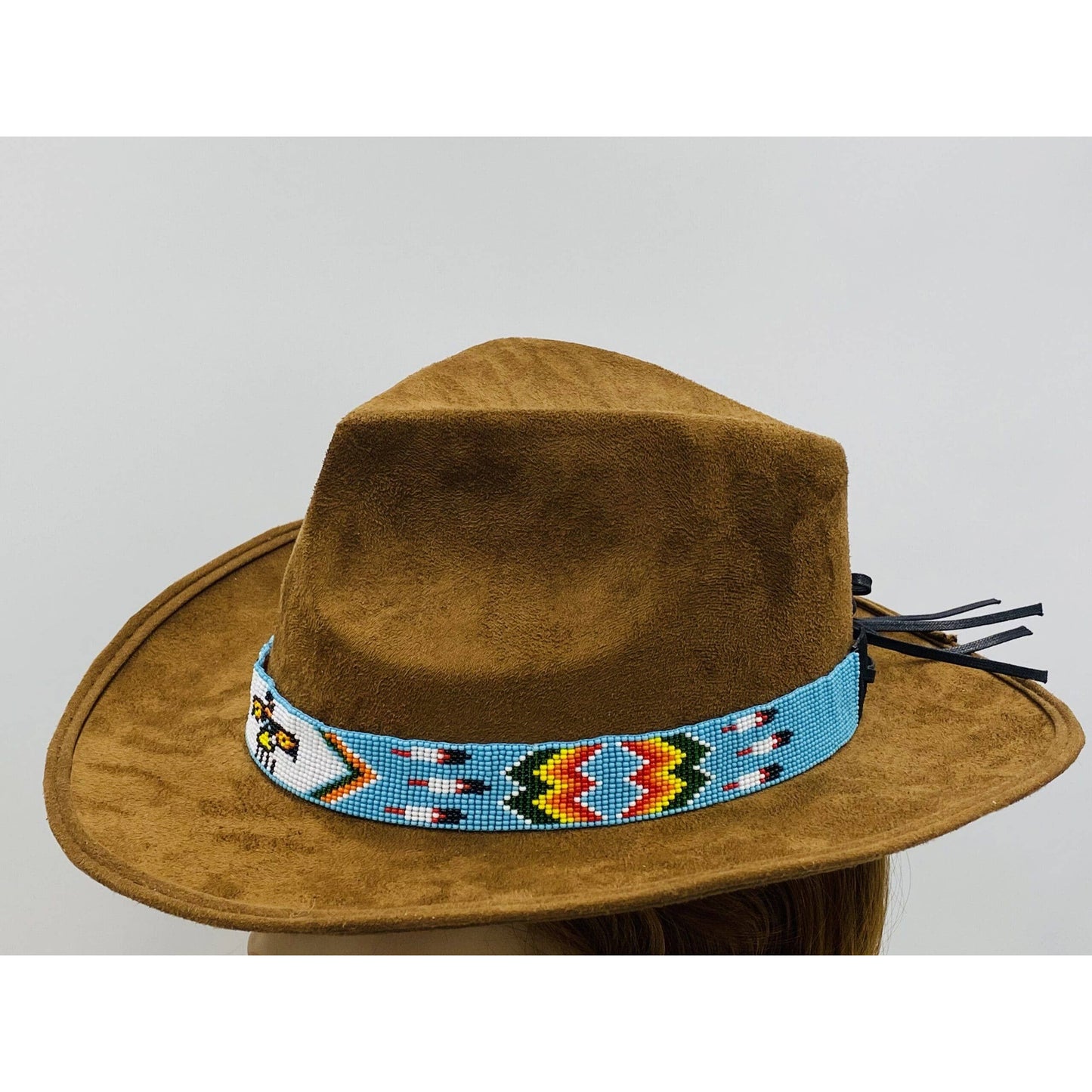 Blue White Red Yellow Seed Beaded Thunderbird Beadwork Cowbo