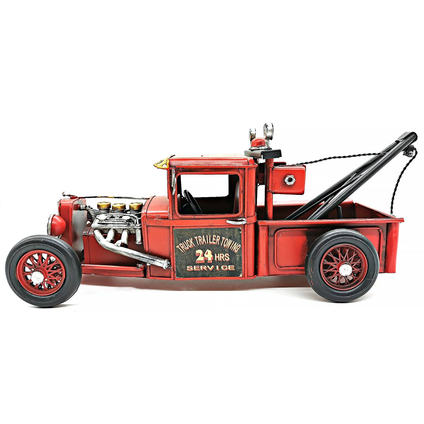 Vintage Red Metal Tow Truck
