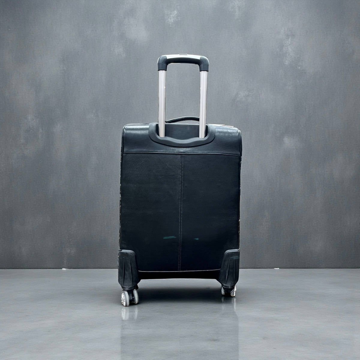 Black Tooled Leather & Cowhide Luggage 