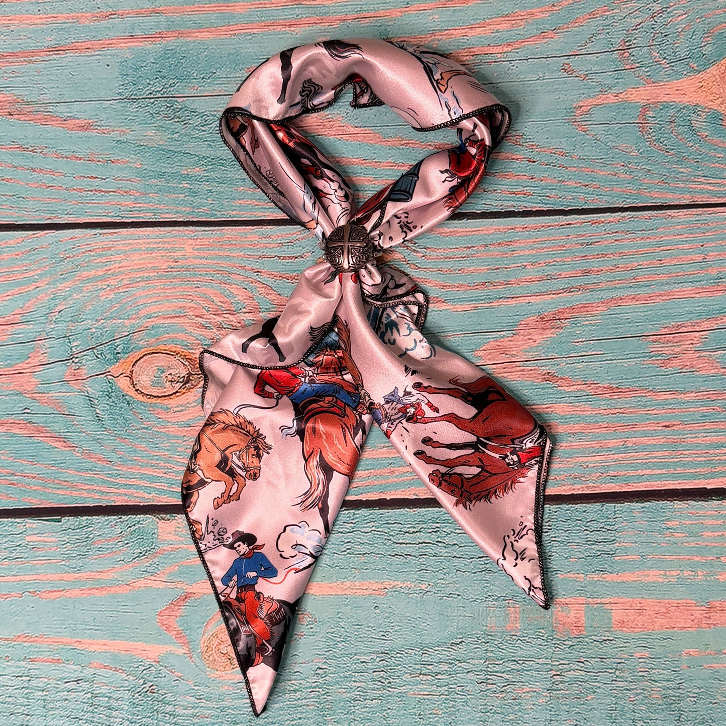 AVS-7052 WESTERN VINTAGE PRINT SILK WILD RAG 28X28