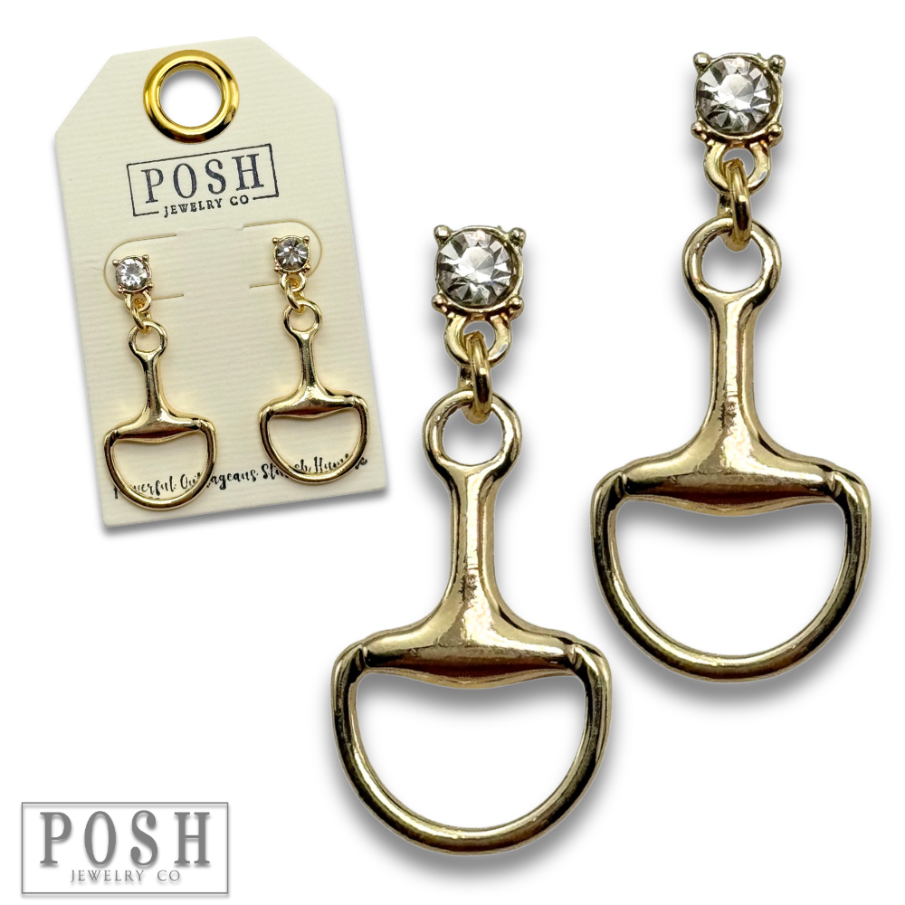 Equestrian charm rhinestone earring
