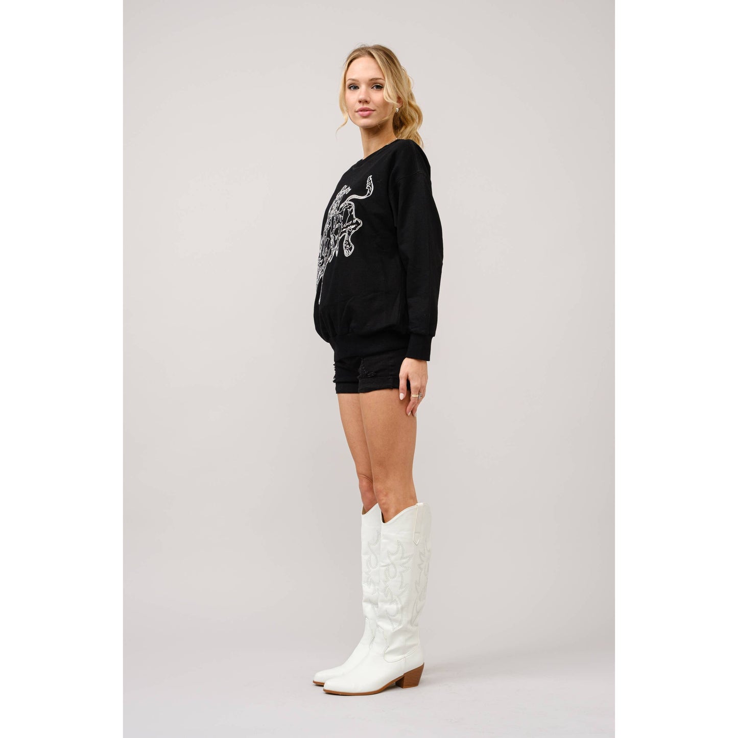 Embroidered Western Pullover Sweatshirt - 36327T