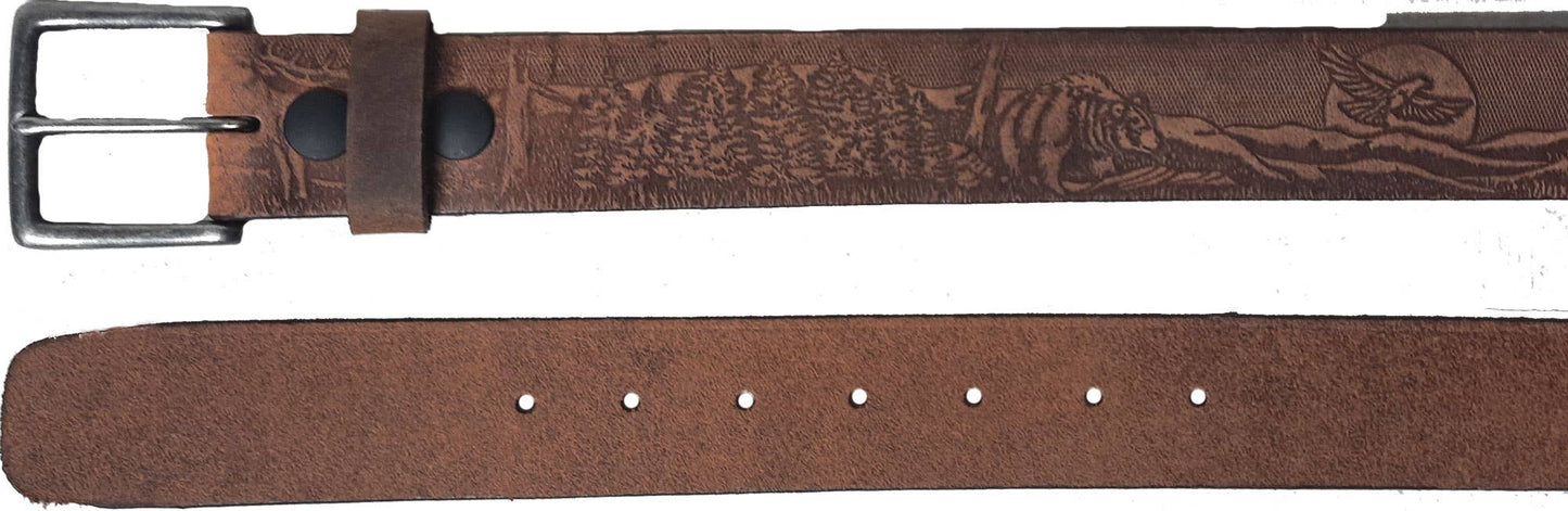 GENUINE LEATHER 40MM FOREST EMBOSSED BELT #1040