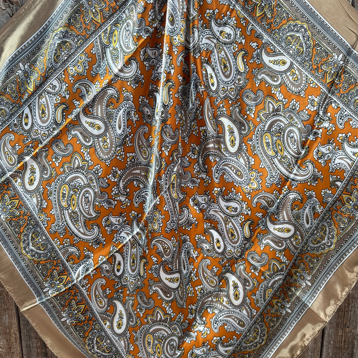 Yellow and Tan Paisley Wild Rag - Western Scarf