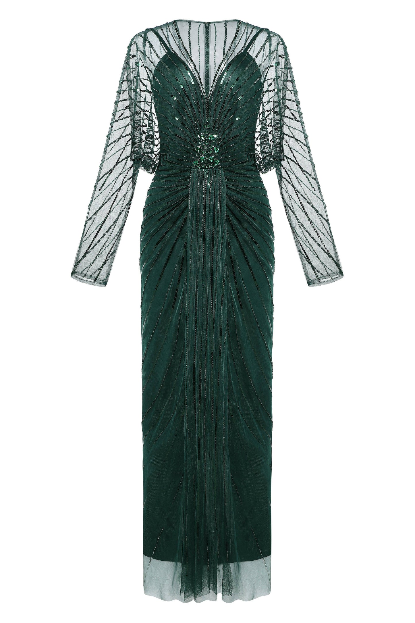 Zouzou Crystal-Encrusted Plus Size Evening Gown
