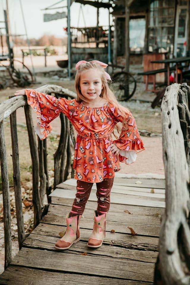Two PC Guitar & Cowgirl Legging Set