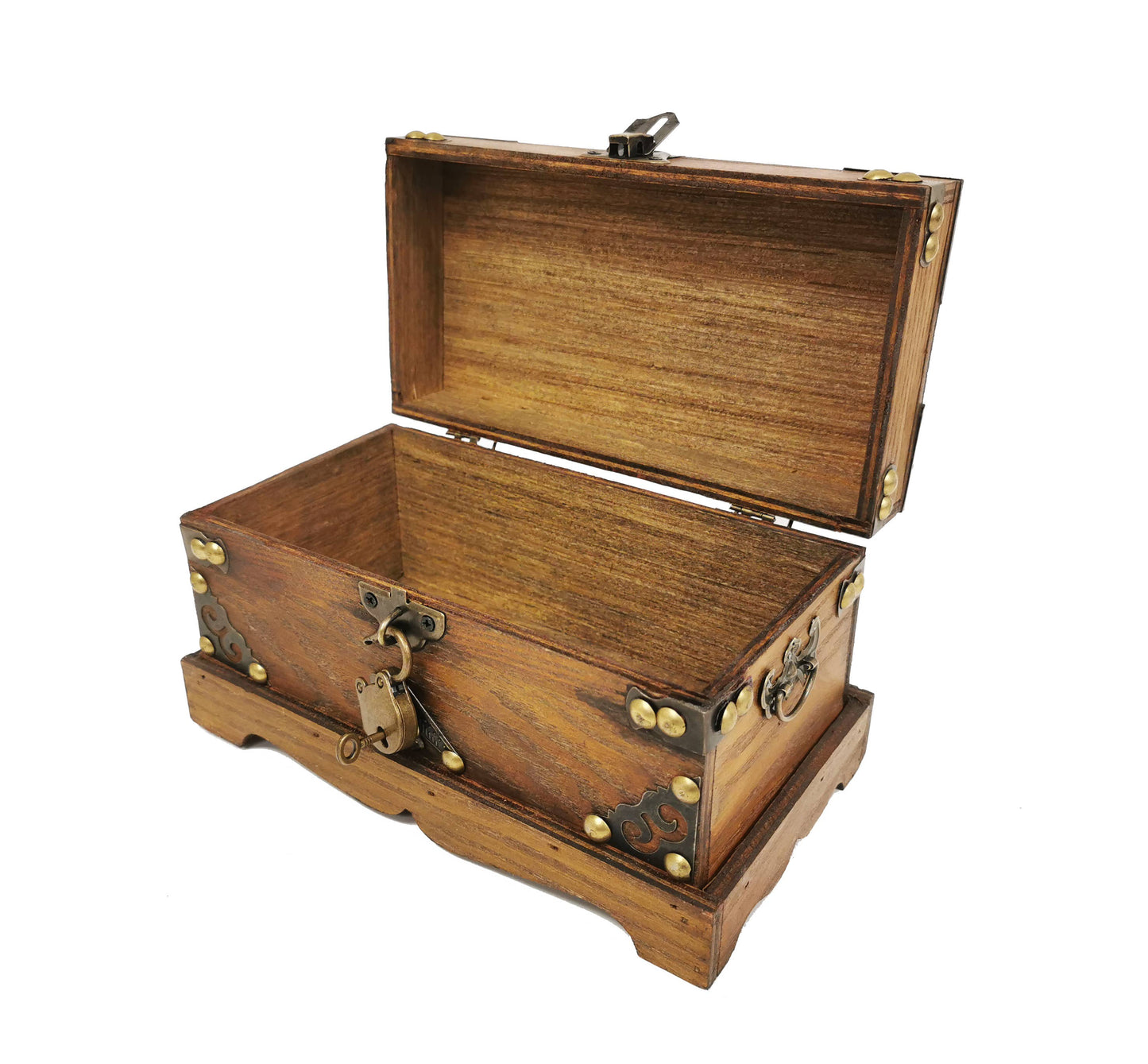 Brown Treasure Box with Lock and Key
