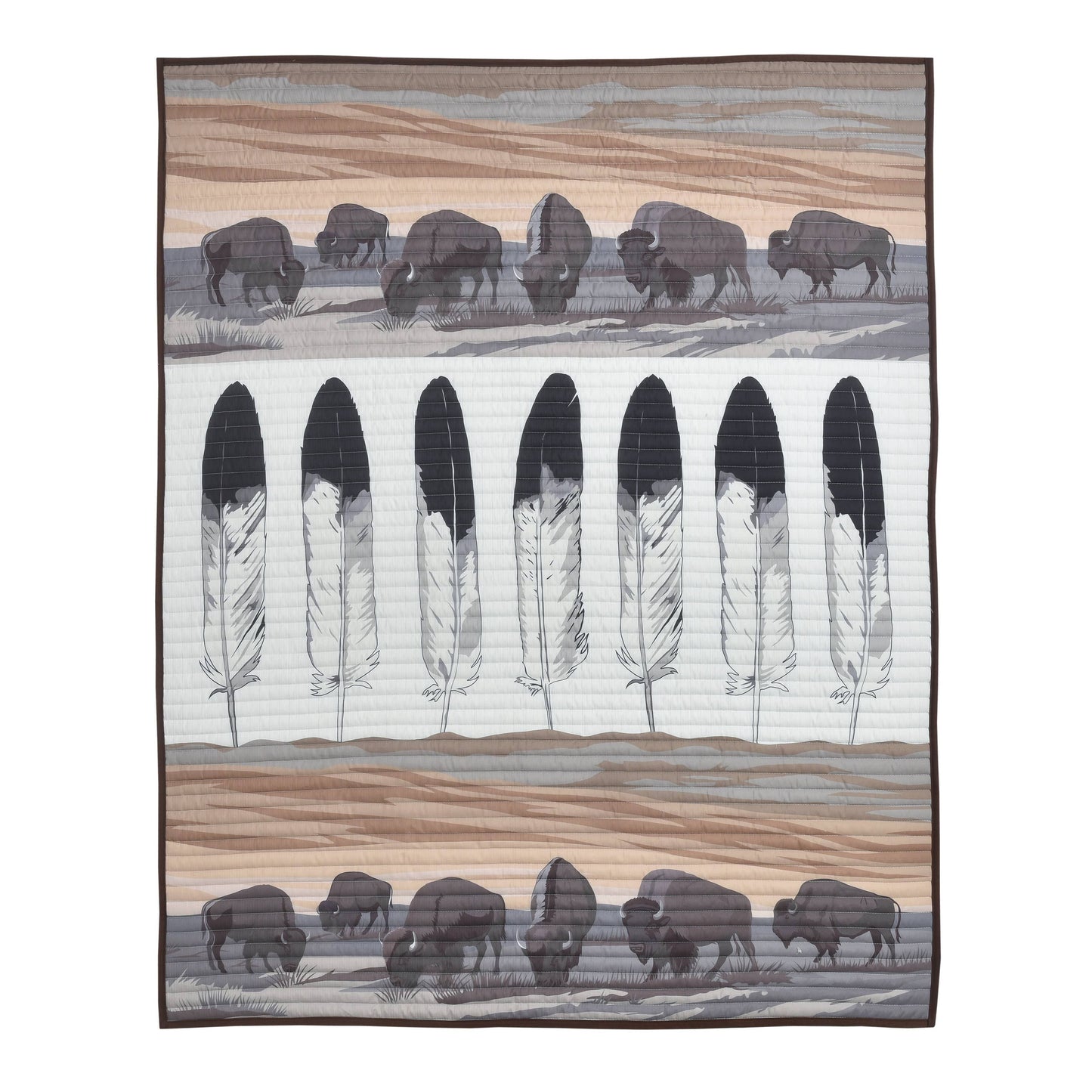 Spirit of the Plains Quilt Throw – Buffalo & Feather