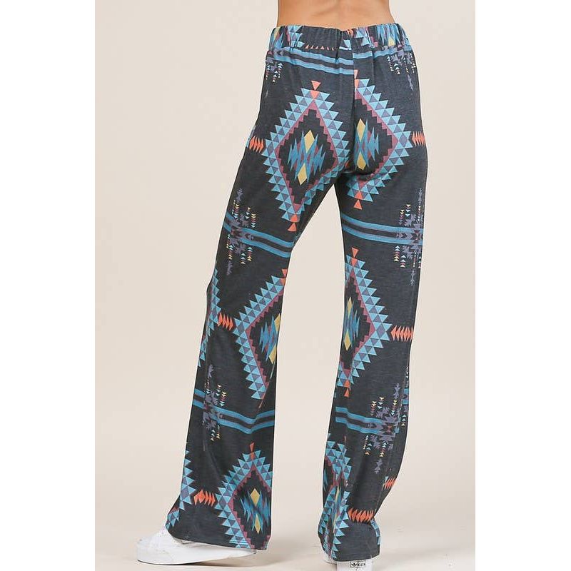 AV1044-CYNTHIA AZTEC PRINT RELAXED LONG PANTS