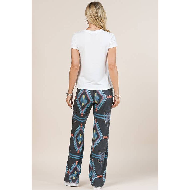 AV1044-CYNTHIA AZTEC PRINT RELAXED LONG PANTS