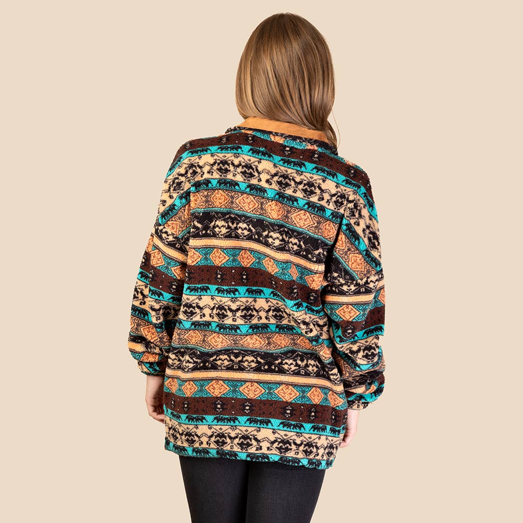 Abstract Print Sherpa with Pockets