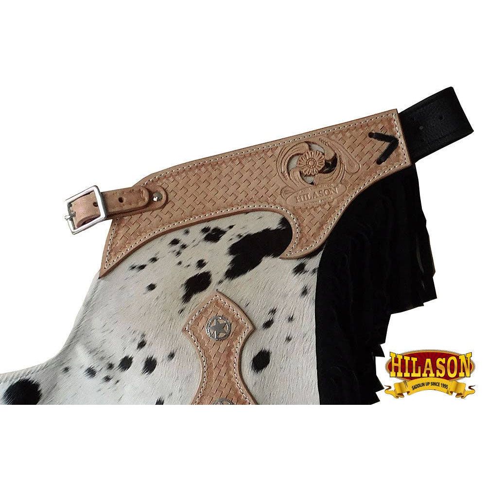 HILASON Western Pro Rodeo Bronc Bull Riding Leather Chinks | Handmade Chaps for Adults Hand Tooled Adult
