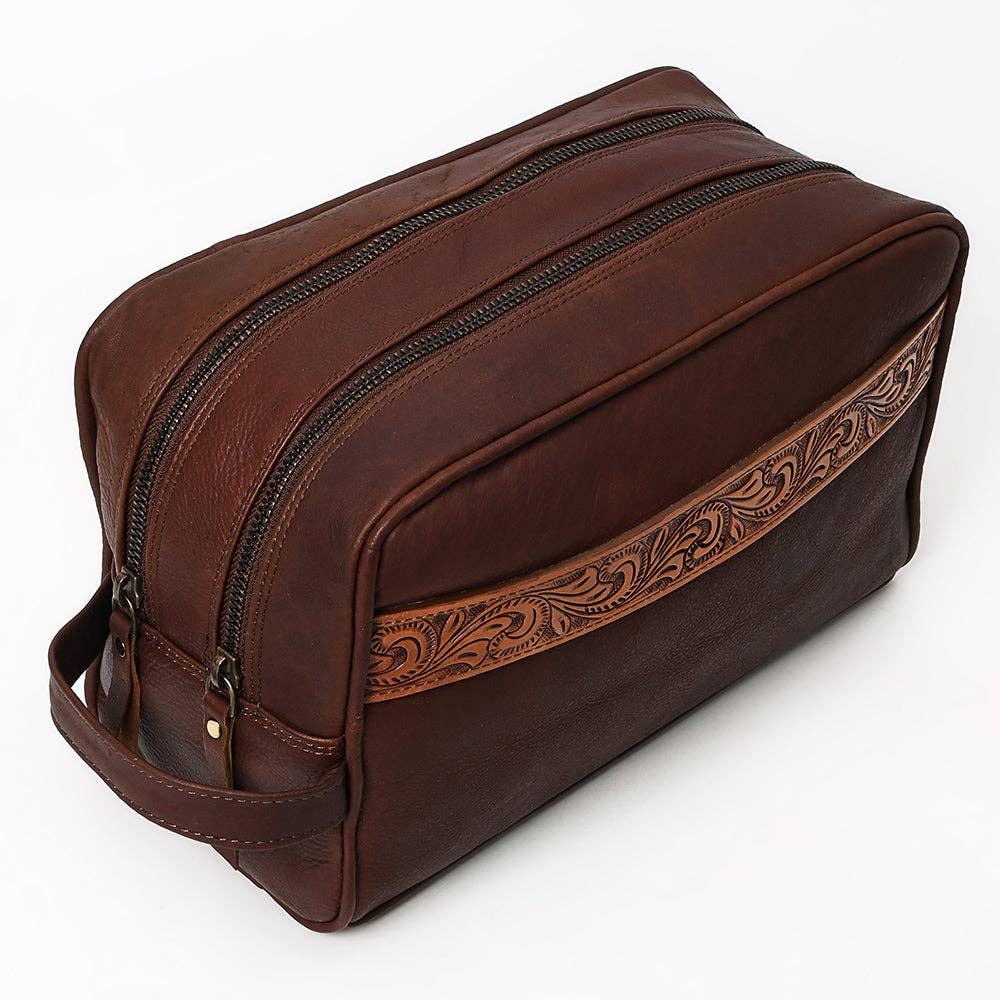 * OHM107 Toiletry Genuine Leather Western Bag