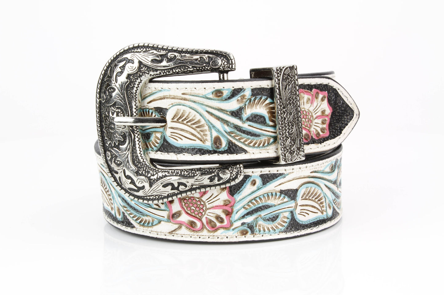 Cowgirl Floral Tooled Western Leather Belt ABB 38 1012