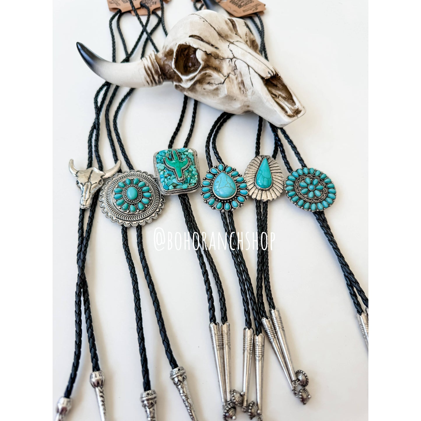 Western Bolo Tie Long Pendant Necklace