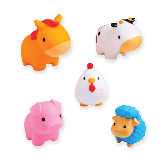 Rose Textiles - 5 Pack Bath Toy- Farm Animals