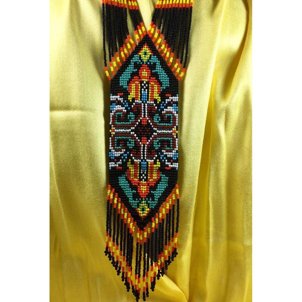 Handmade Black Multi-Colored Long Necklace Earring Set