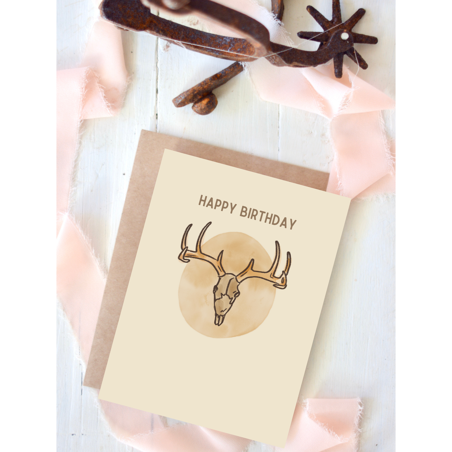 Happy Birthday Deer Antlers Hunter Birthday Card