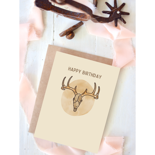 Happy Birthday Deer Antlers Hunter Birthday Card