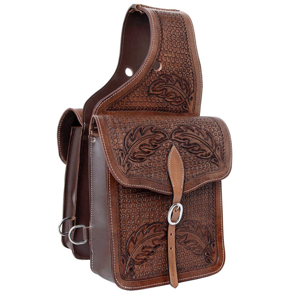 Hilason Floral  Western Horse Leather Saddle Bag Heavyduty Traditional Trail Ride