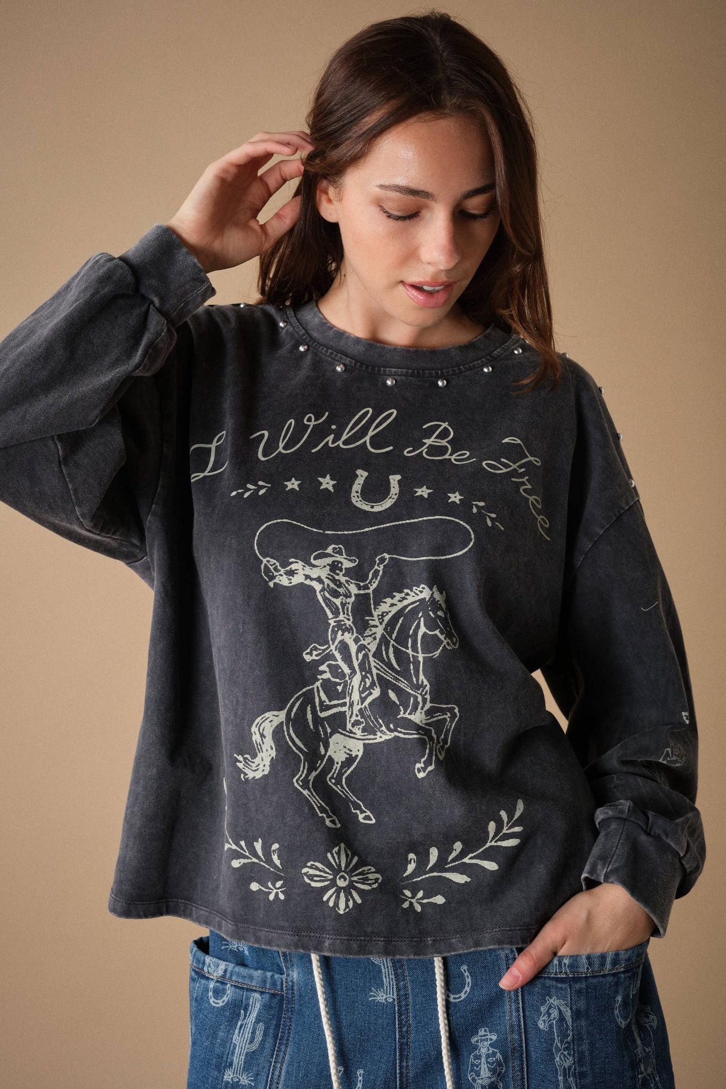 Blue B Western Studded Graphic Sweatshirt 53012T