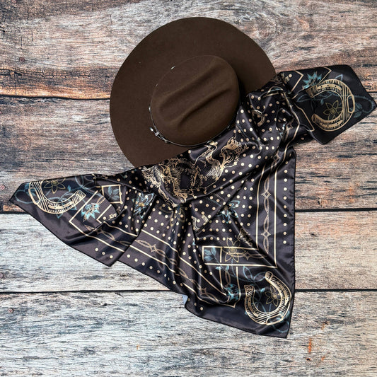 AVS872 POLKA DOT BRONCO PRINT SILK SCARF 36X36