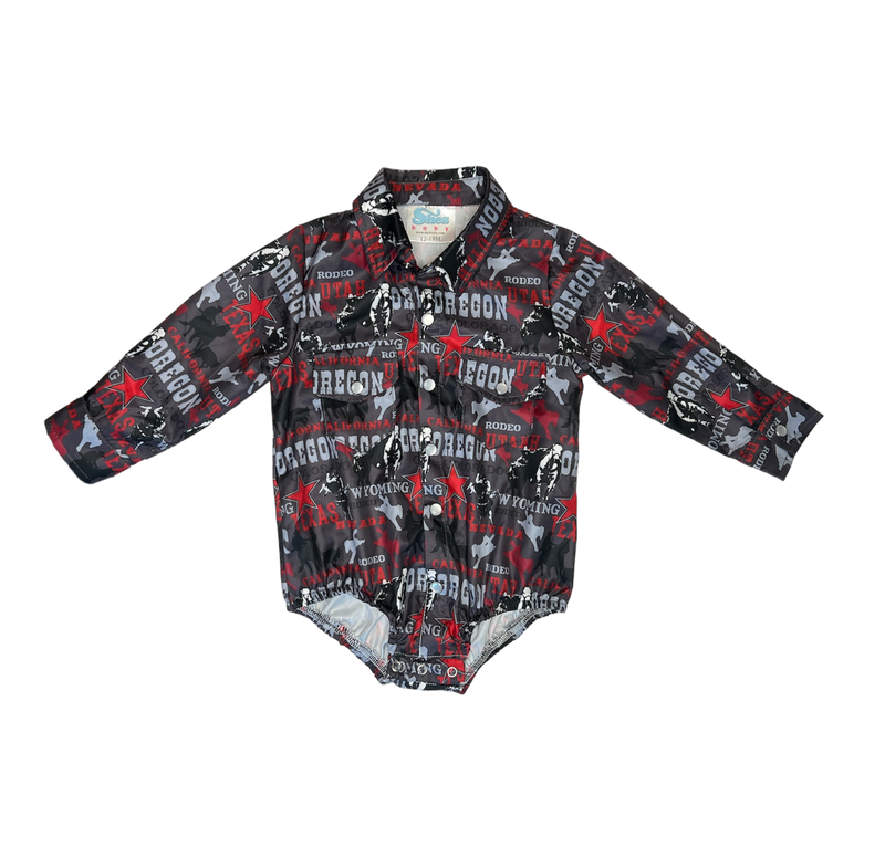 Rodeo Road Black LS Pearl Snap Onesie SNAP17