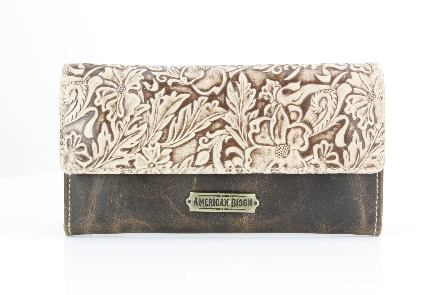 Women’s Brown Leather Leaf Clutch Wallet ABLW 18-2515
