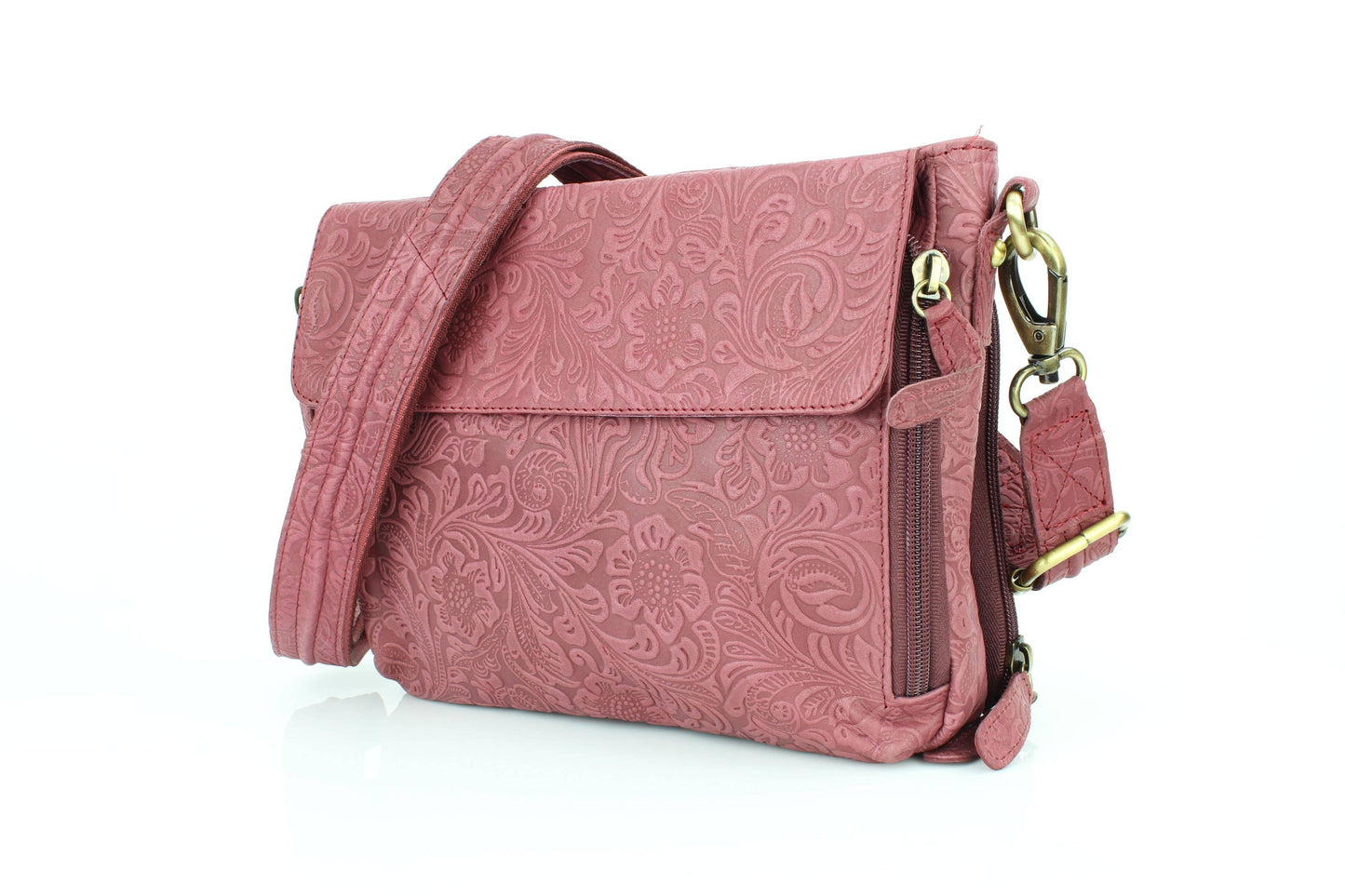 Flap Over Leather Shoulder Bag Hidden Storage 1833