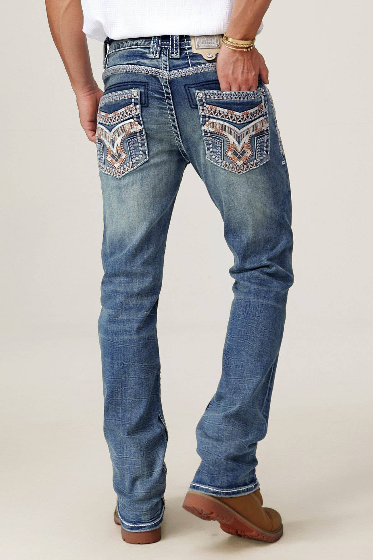 WE-012 Eagle Warrior Men's Western Straight Stretch Jeans