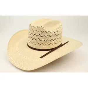 ~Ariat 20X Straw Western Hat - Ivory/Chocolate Band A73122