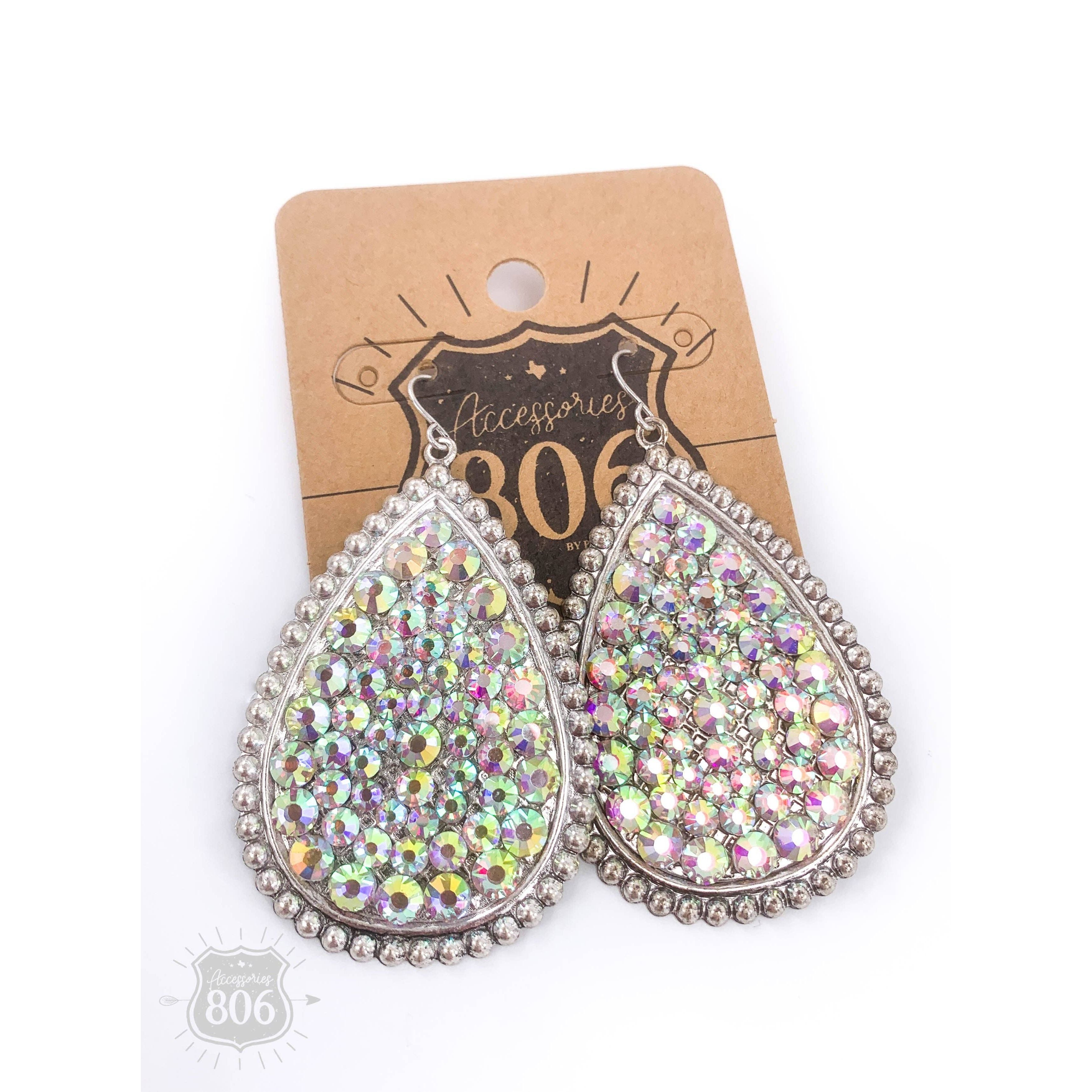 Rhinestone filled teardrop earring - LC