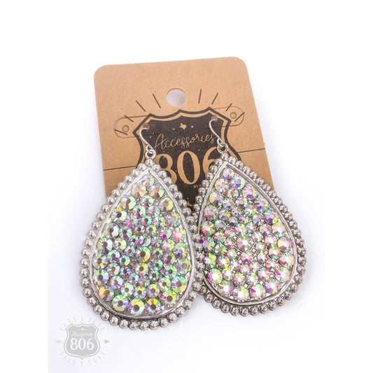 Rhinestone filled teardrop earring - LC
