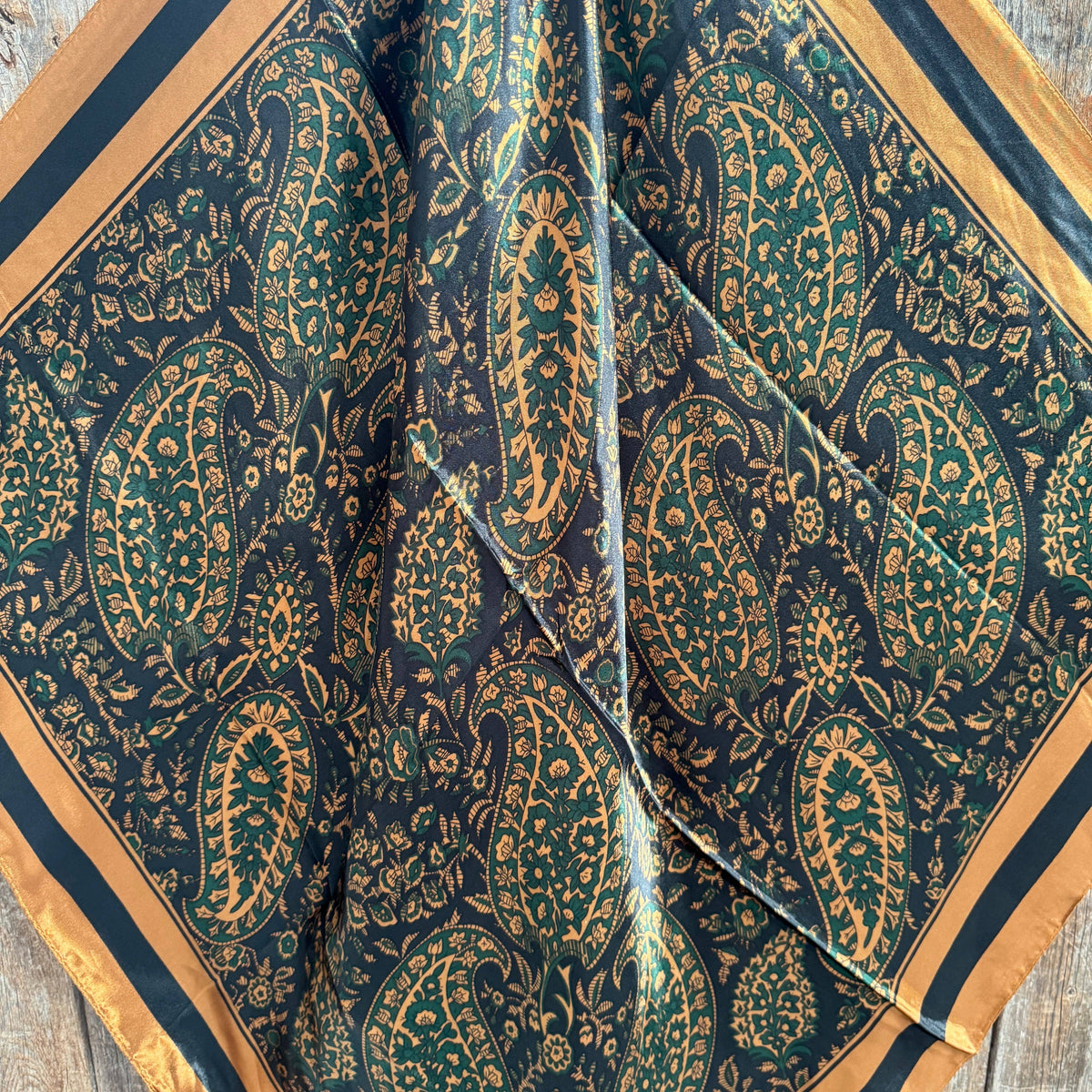 Green and Tan Floral Wild Rag - Western Scarf