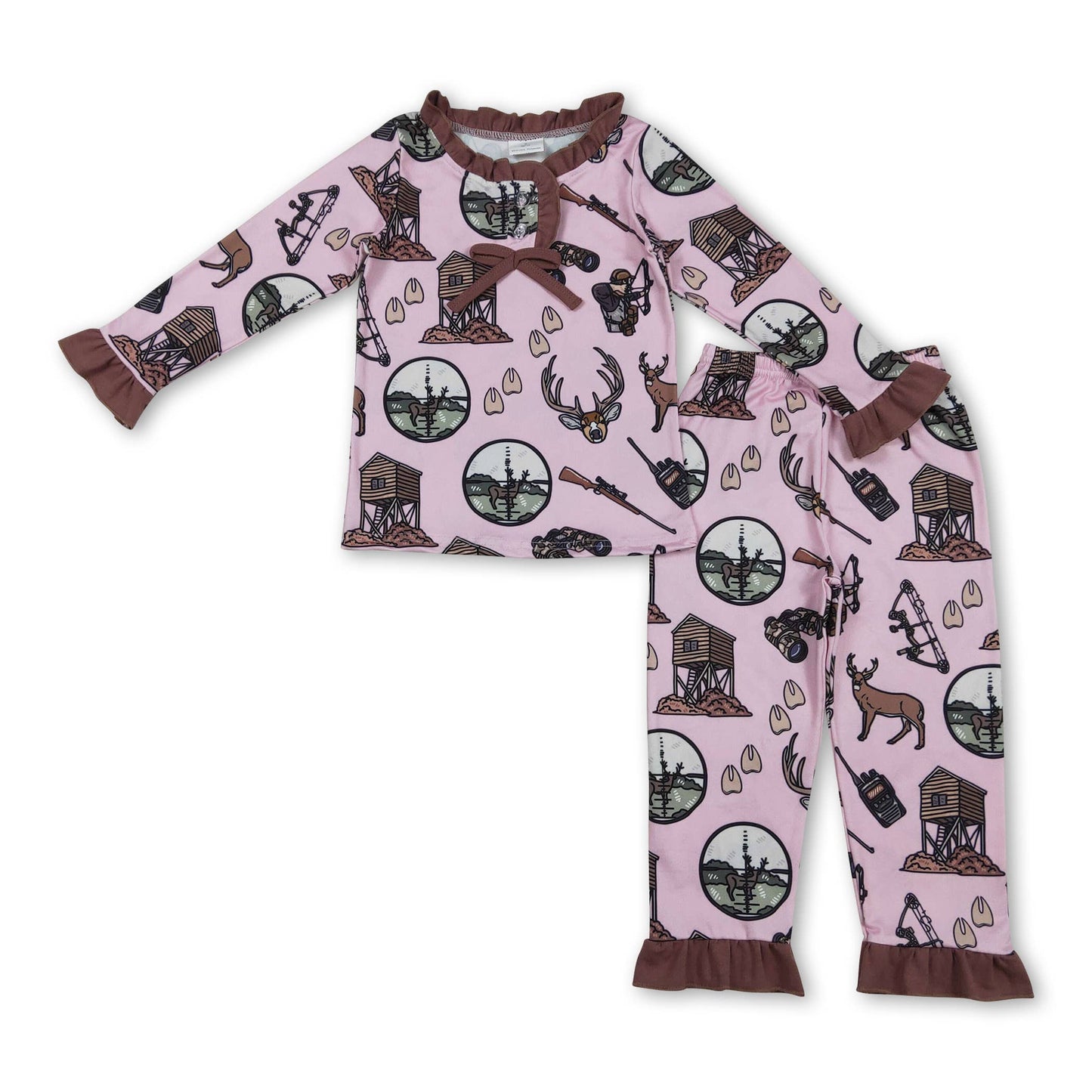Long Sleeves Hunting Deer Pocket Top Pants PJs