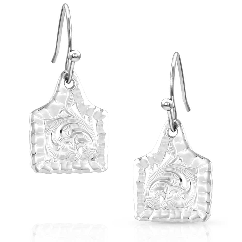 Montana Silversmith Chiseled Cow Tag Earrings ER5986
