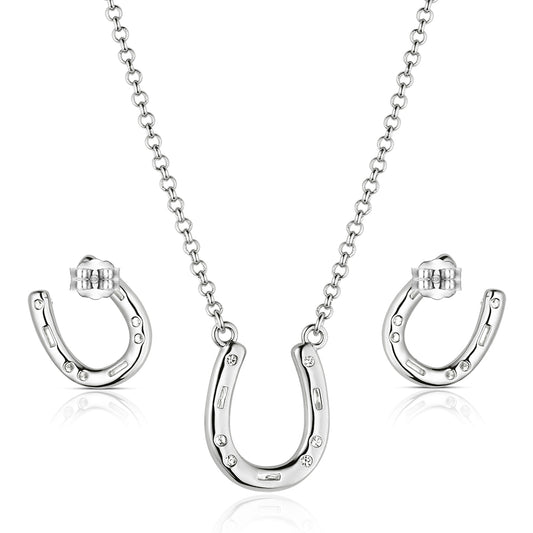 Montana Silversmith Lucky Stride Horseshoe Jewelry Set JS6479